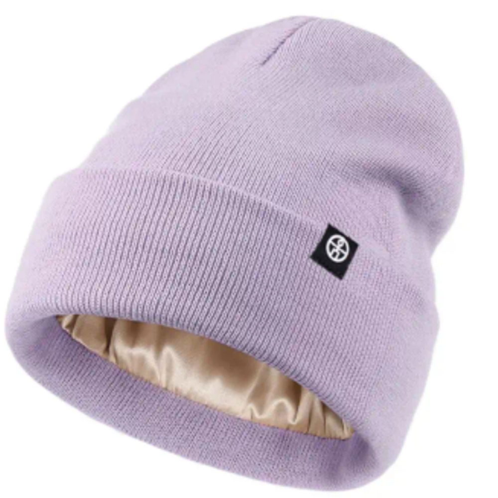 NEW Knitted Beanie Hat Lavender Purple Soft Satin Lining